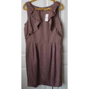 LOFT Dress Womens 14 Dark Pink Ruffle Top Midi Party Dancing Wedding Formal NWT